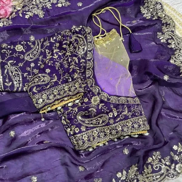 Elegant_Purple_Velvet_Saree_With_Silver_Embroidery_Work