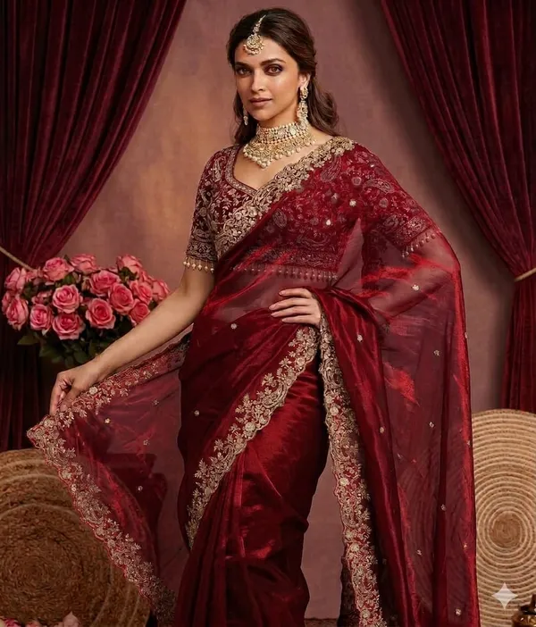 Maroon_Fency_Satin_Saree_With_Elegant_Embroidery_Work