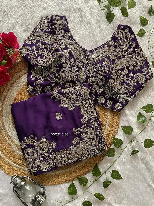 Purple_Embellished_Saree_With_Heavy_Silver_Embroidery_Work