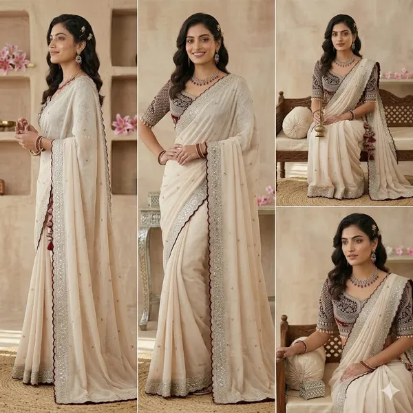 Elegant_Offwhite_Embroidered_Saree_With_Designer_Blouse