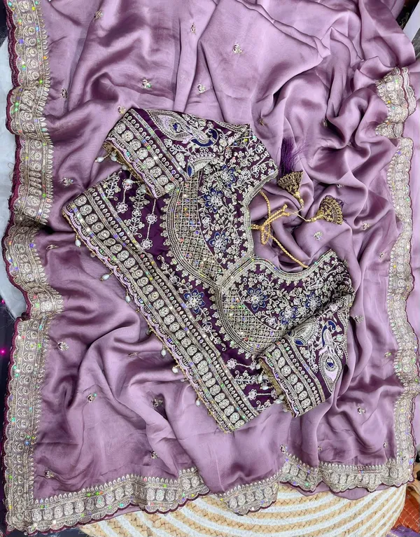 Purple_Embellished_Saree_With_Blouse_Piece_Traditional_Indian_Ethnic_Wear