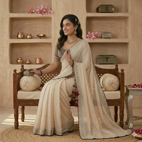 Elegant_Offwhite_Embroidered_Saree_With_Designer_Blouse