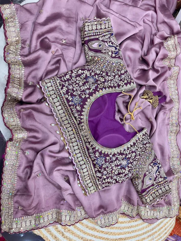 Purple_Embellished_Saree_With_Blouse_Piece_Traditional_Indian_Ethnic_Wear