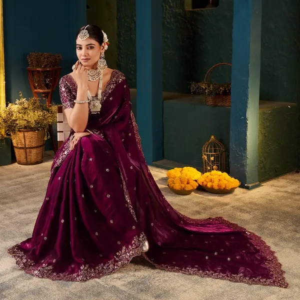 Maroon_Embroidered_Silk_Saree_With_Heavy_Designer_Blouse