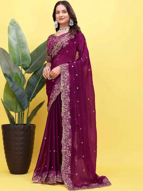 Maroon_Embroidered_Silk_Saree_With_Heavy_Designer_Blouse
