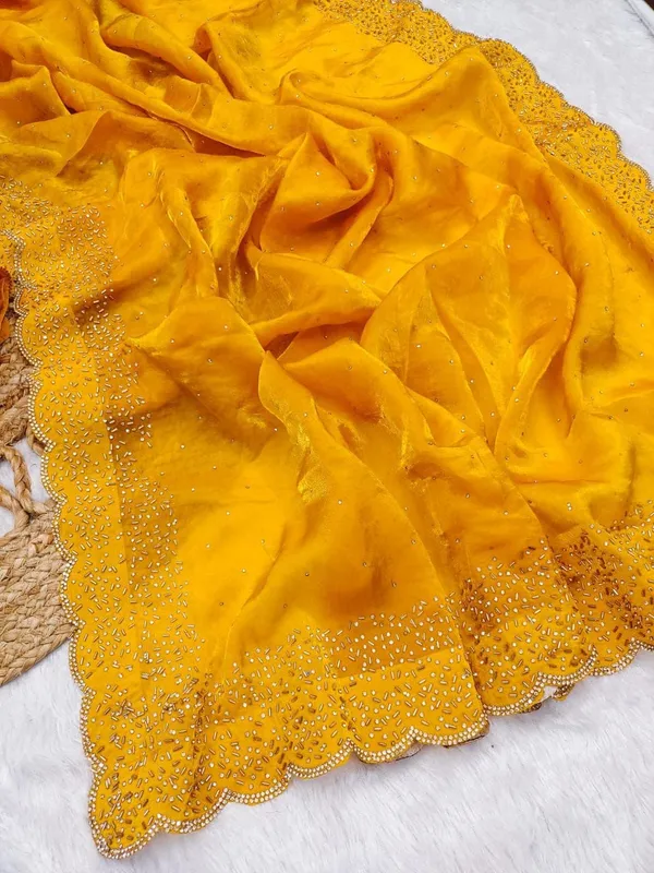 Elegant_Yellow_Chiffon_Saree_With_Embellished_Border