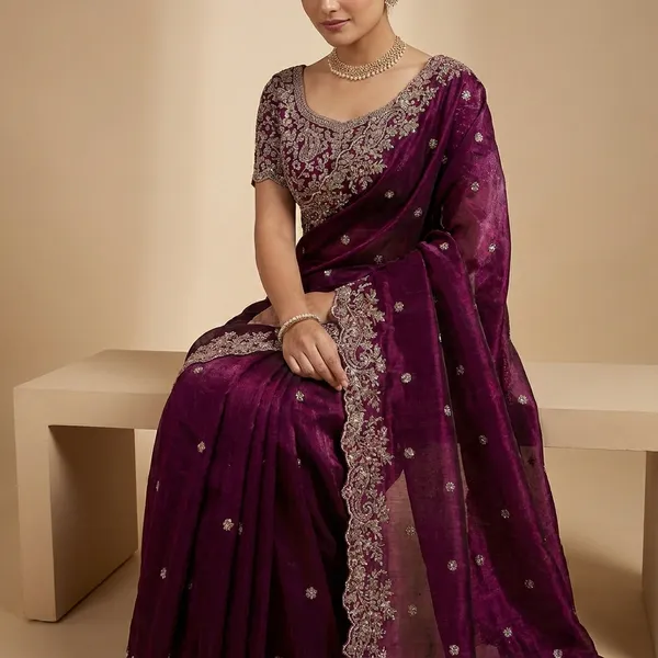 Embellished_Purple_Georgette_Saree_With_Embroidered_Blouse