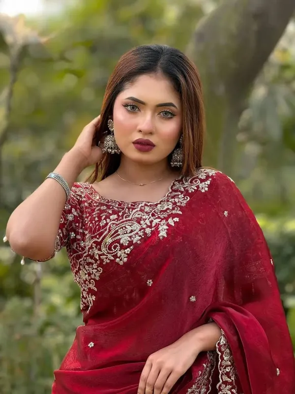 Maroon_Embellished_Saree_With_Heavy_Embroidered_Blouse