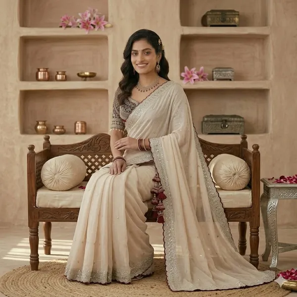 Elegant_Offwhite_Embroidered_Saree_With_Designer_Blouse