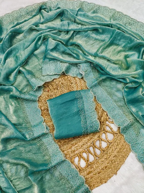 Turquoise_Blue_Tiedye_Dupatta_With_Bandhani_Print_And_Sequin_Detailing