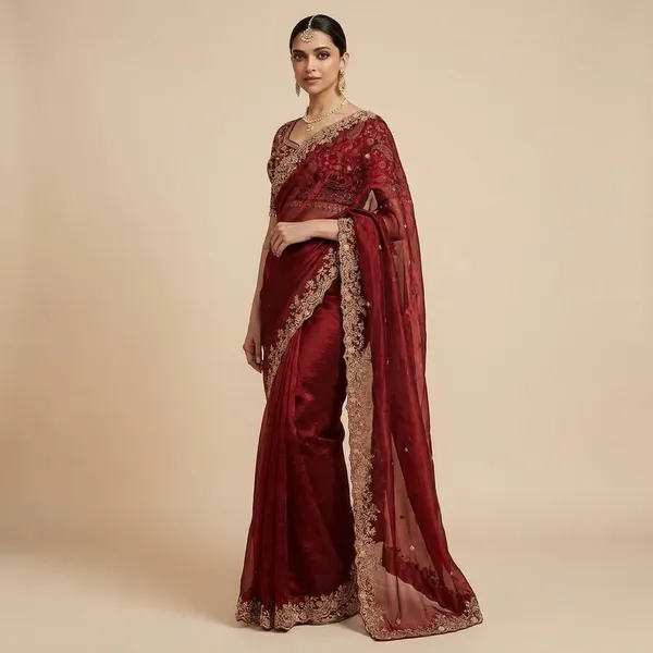 Maroon_Fency_Satin_Saree_With_Elegant_Embroidery_Work
