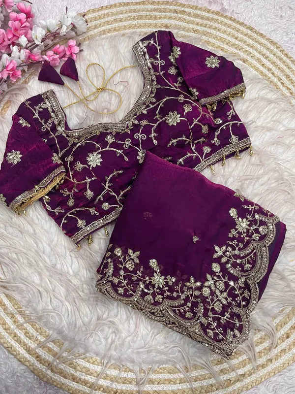 Purple_Embroidered_Saree_With_Designer_Blouse