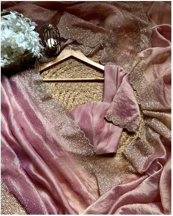 Shimmering_Rose_Gold_And_Mauve_Organza_Dupatta_With_Glitter_Work
