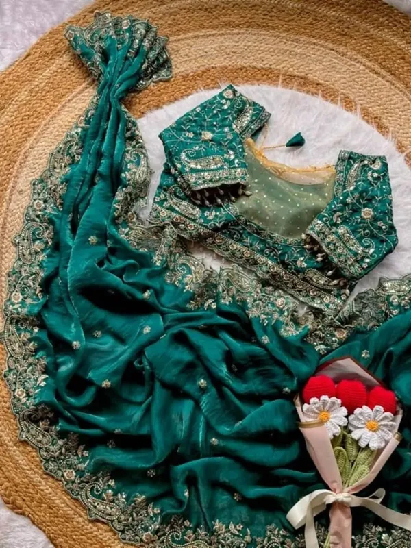 Emerald_Green_Embroidered_Saree_With_Heavy_Blouse