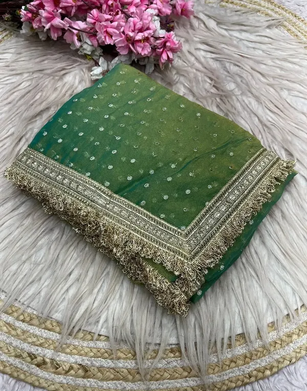 Elegant_Green_Ombre_Embellished_Saree_With_Golden_Lace_Border