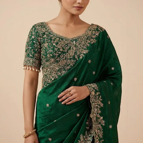 Emerald_Green_Embroidered_Saree_With_Heavy_Blouse