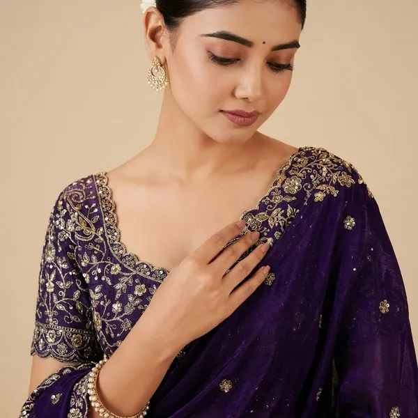 Purple_Embroidered_Saree_With_Designer_Blouse