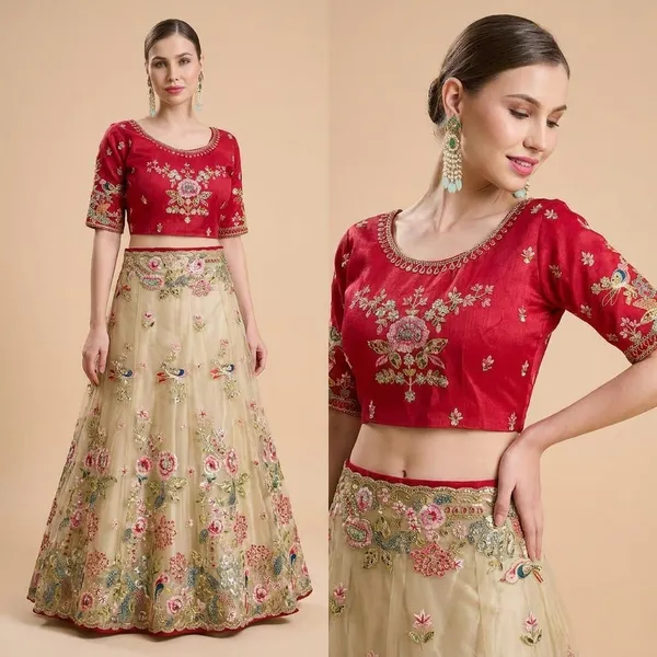 Red_And_Gold_Embroidered_Lehenga_Choli_Set_With_Floral_Work