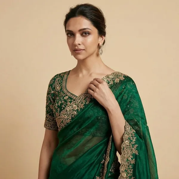 Elegant_Green_Embellished_Saree_With_Embroidered_Blouse