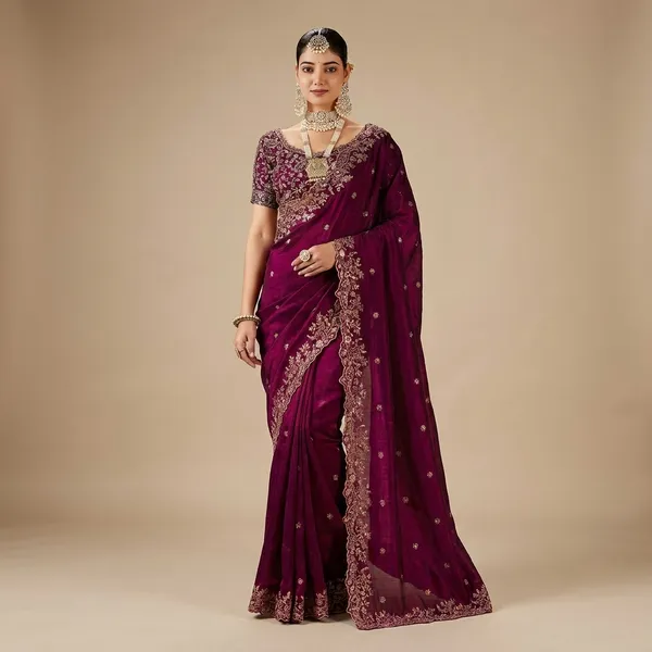 Maroon_Embroidered_Silk_Saree_With_Heavy_Designer_Blouse