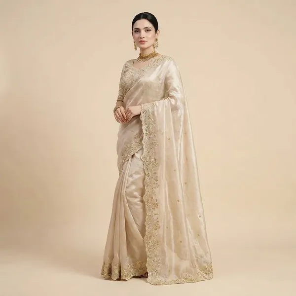 Elegant_Offwhite_Embroidered_Saree_With_Golden_Zari_Work