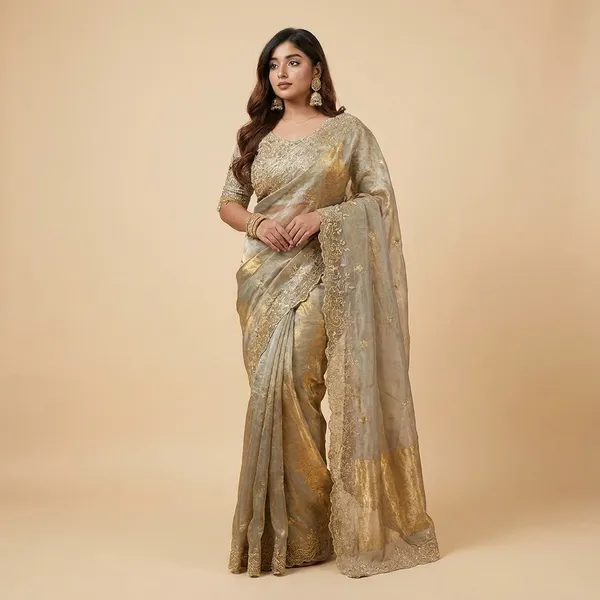 Golden_Beige_Embellished_Designer_Saree_With_Blouse