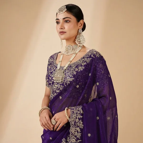 Elegant_Purple_Velvet_Saree_With_Silver_Embroidery_Work