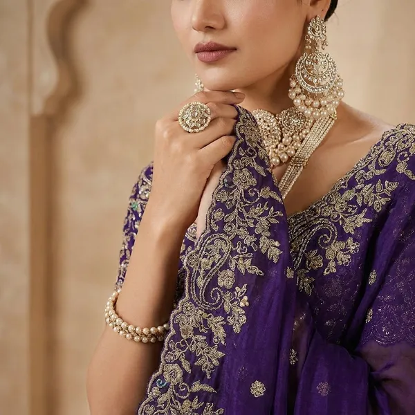 Elegant_Purple_Velvet_Saree_With_Silver_Embroidery_Work