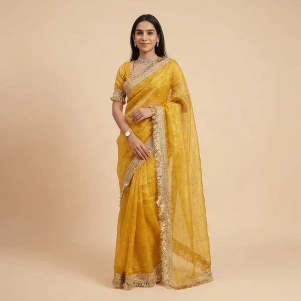 Mustard_Yellow_Georgette_Saree_With_Heavy_Golden_Embroidered_Border