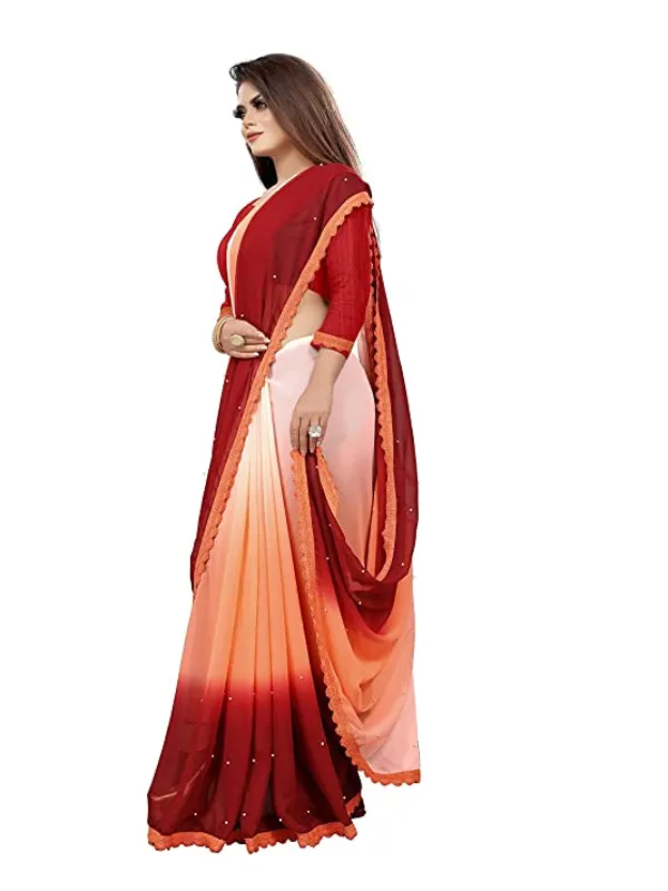 Fashion_Day_Self_Design_Fashion_Georgette_Saree_With_Unstitched_Blouse_(Orange_And_Maroon)