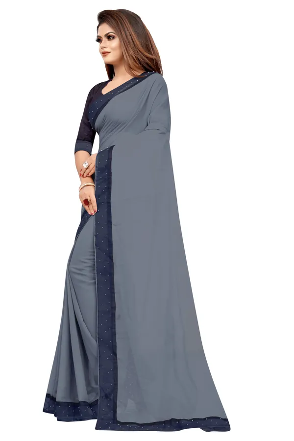 Fashion_Day_Solid/Plain_Bollywood_Georgette_Saree_(Grey)