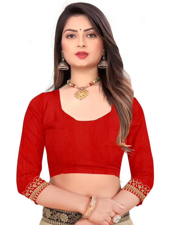 Fashion_Day_Embroidered_And_Solid_Fashion_Georgette_Saree_With_Unstitched_Blouse_(Red)