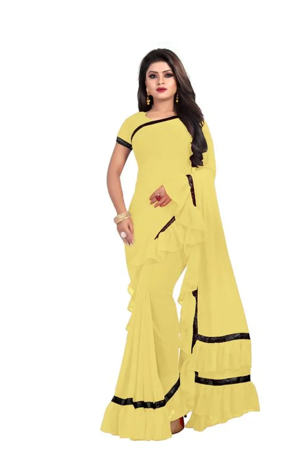 Fashion_Day_Solid/Plain_Daily_Wear_Georgette_Saree_(Cream)