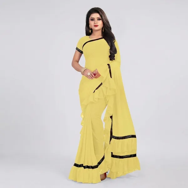 Fashion_Day_Solid/Plain_Daily_Wear_Georgette_Saree_(Cream)