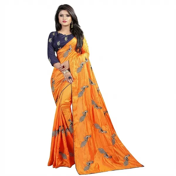 Fashion_Day_Embroidered_And_Solid/Plain_Bollywood_Art_Silk_Saree_(Orange)