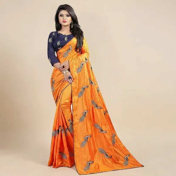 Fashion_Day_Embroidered_And_Solid/Plain_Bollywood_Art_Silk_Saree_(Orange)