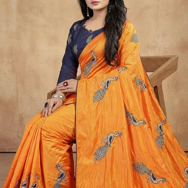 Fashion_Day_Embroidered_And_Solid/Plain_Bollywood_Art_Silk_Saree_(Orange)