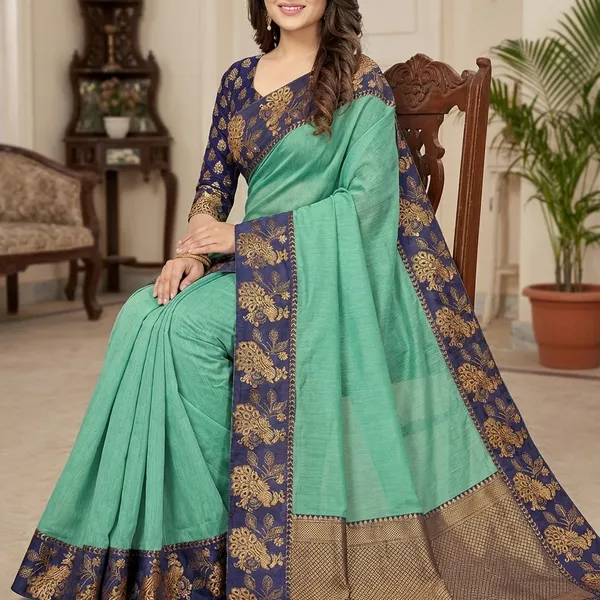 Fashion_Day_Solid/Plain_Bollywood_Chanderi_Saree_(Light_Green)