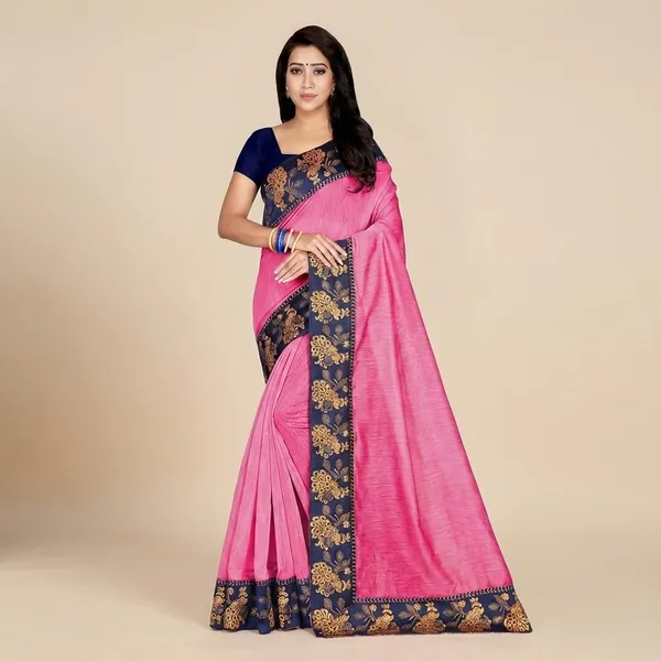 Fashion_Day_Solid/Plain_Bollywood_Chanderi_Saree_(Pink)
