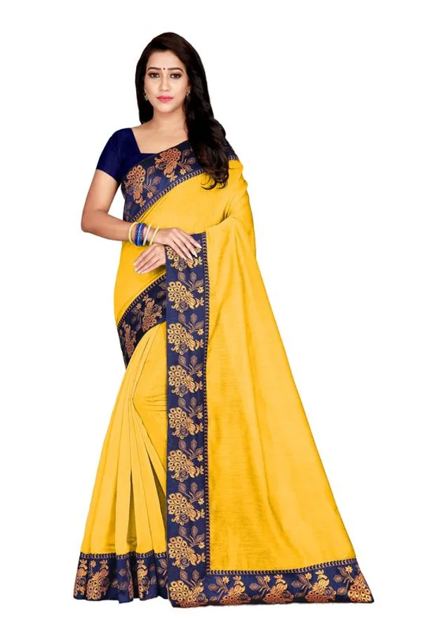 Fashion_Day_Solid/Plain_Bollywood_Chanderi_Saree_(Yellow)