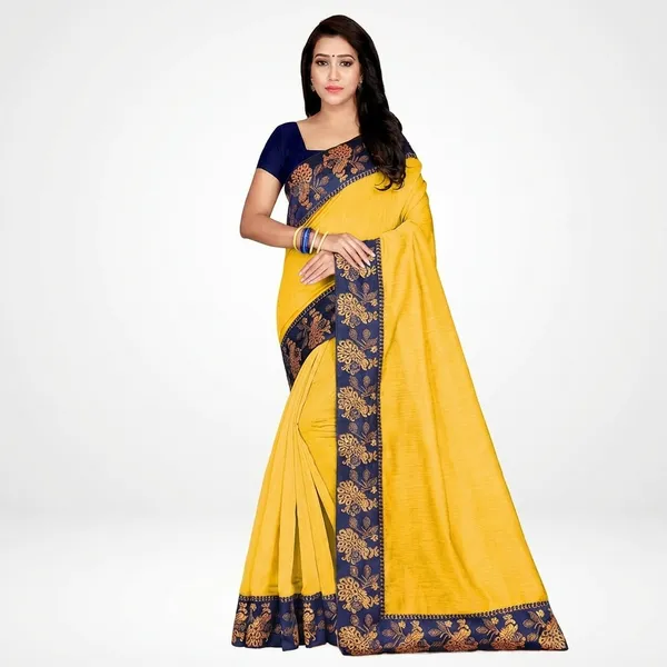 Fashion_Day_Solid/Plain_Bollywood_Chanderi_Saree_(Yellow)
