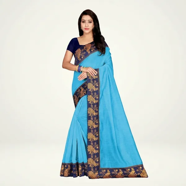 Fashion_Day_Solid/Plain_Bollywood_Chanderi_Saree_(Light_Blue)