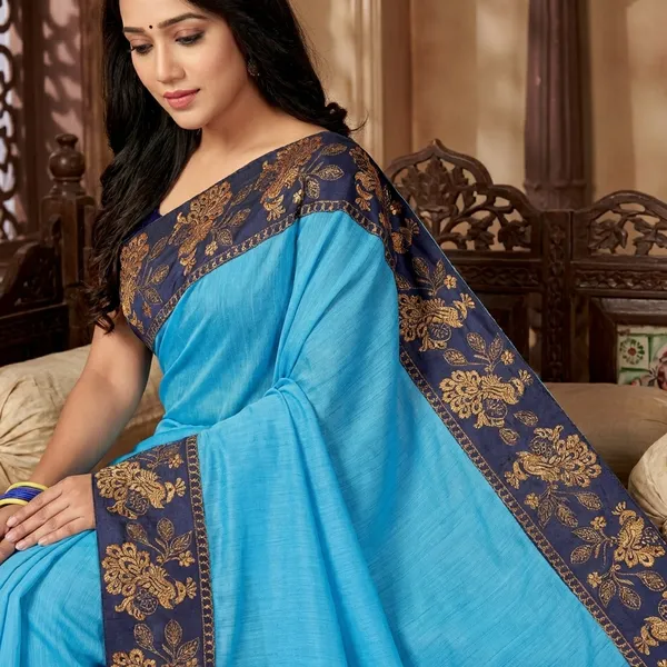 Fashion_Day_Solid/Plain_Bollywood_Chanderi_Saree_(Light_Blue)