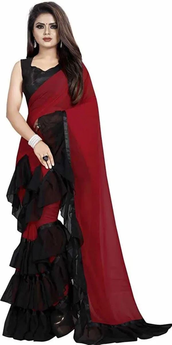 Fashion_Day_Solid/Plain_Bollywood_Georgette_Saree_(Red)