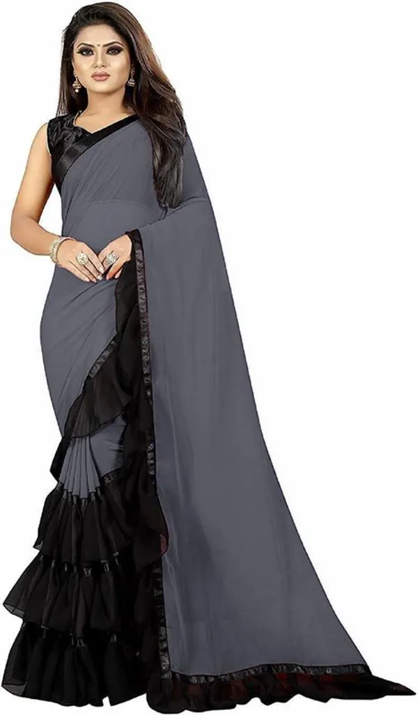 Fashion_Day_Self_Design_And_Solid/Plain_Bollywood_Georgette_Saree_(Grey)