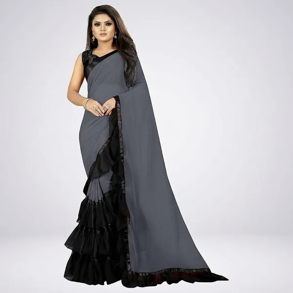 Fashion_Day_Self_Design_And_Solid/Plain_Bollywood_Georgette_Saree_(Grey)