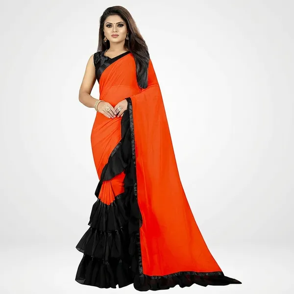Fashion_Day_Self_Design_And_Solid/Plain_Bollywood_Georgette_Saree_(Orange)