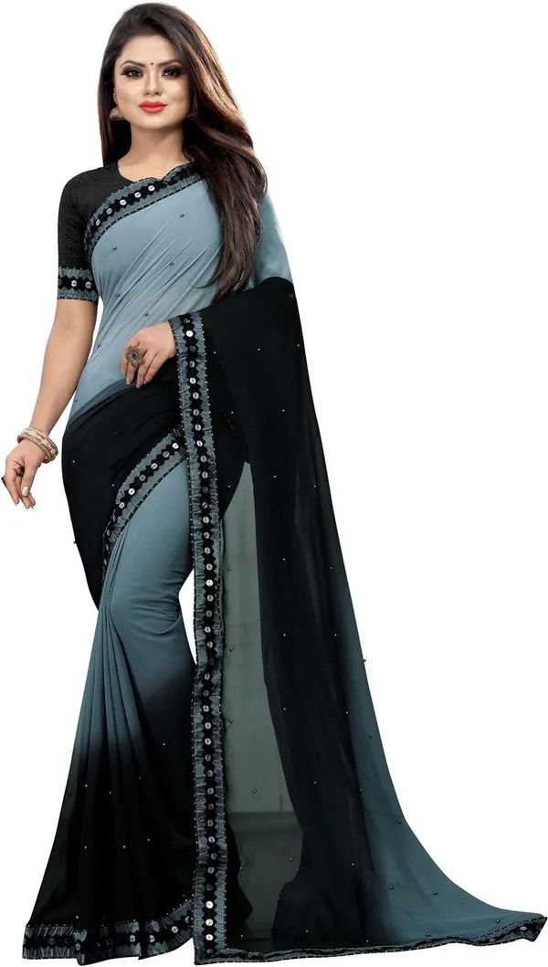 Fashion_Day_Solid/Plain_Bollywood_Georgette_Saree_(Black)