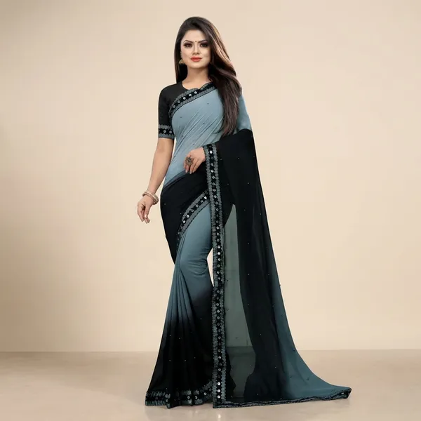 Fashion_Day_Solid/Plain_Bollywood_Georgette_Saree_(Black)