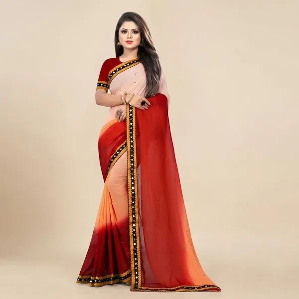 Fashion_Day_Solid/Plain_Bollywood_Georgette_Saree_(Maroon)